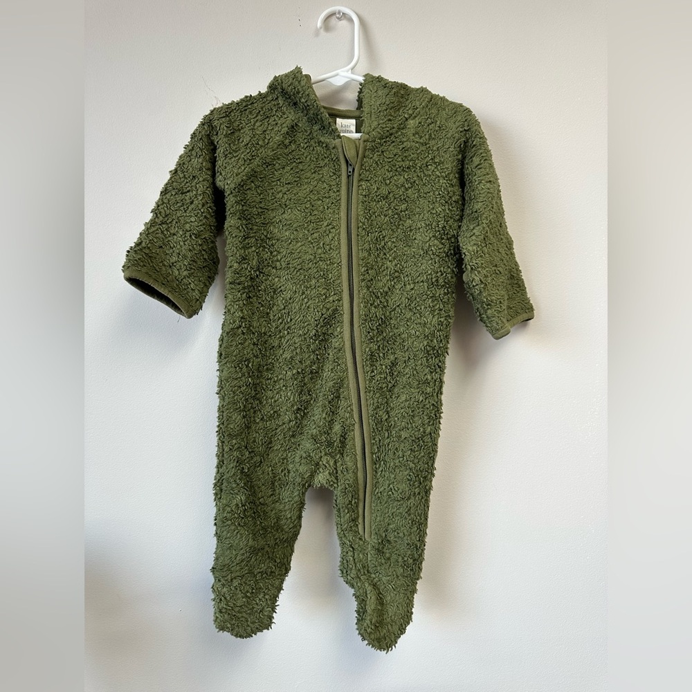 kate quinn olive‎ green plush zip one-piece